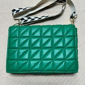 Zara Green Quilted Crossbody Bag